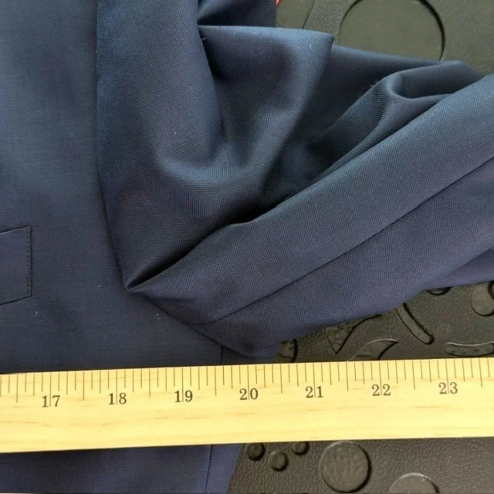 Enzo Custom Mens Navy Blue 100% Virgin Wool Peak Lapel Blazer Sport (actual 40R)
